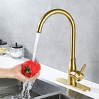 Brushed Gold Kitchen Faucet ，Modern High Arc Bar Sink Faucet ，Commercial - Image 6