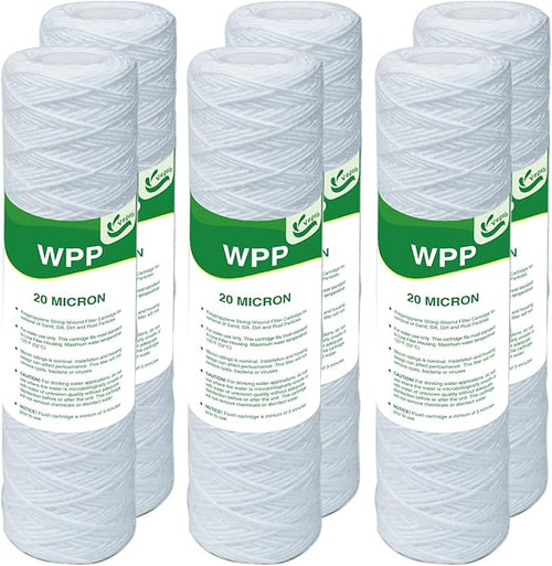 20 Micron String Wound Whole House Water Filter 10" x 2.5", 10-inch Universal by Vegebe