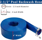 2-1/2 in x 100 ft Pool Backwash Hose Heavy Duty Drain Discharge Double PVC Lay - Image 2