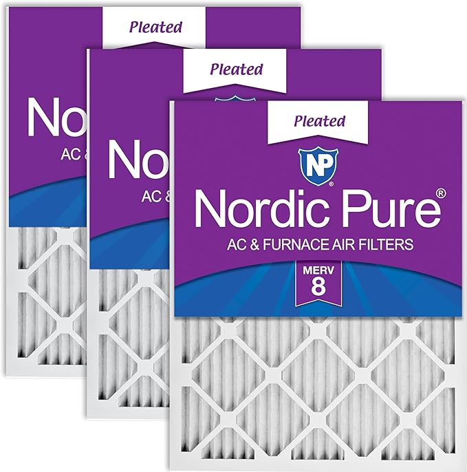 Nordic Pure 16x20x1 Pleated MERV 8 Air Filters 3 Pack by NordicPure