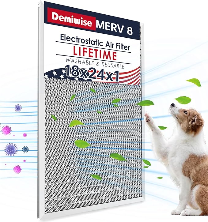 18x24x1 Air Filter, Washable & Reusable Aluminum AC/HVAC Furnace Electrostatic by Demiwise