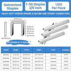 meite T-50 Heavy Duty Staples, 3/8 Inch Galvanized T-50 Staples - Image 2