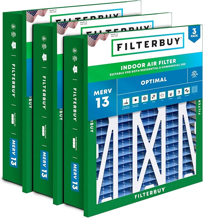 Filterbuy 20x25x5 Air Filter MERV 13 Optimal Smoke & Allergy Defense, by Filterbuy