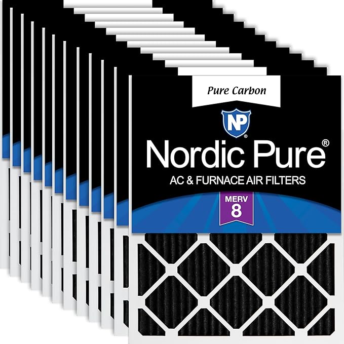 Nordic Pure 16x25x1 Pure Carbon Pleated Odor Reduction Furnace Air Filters 12 by NordicPure