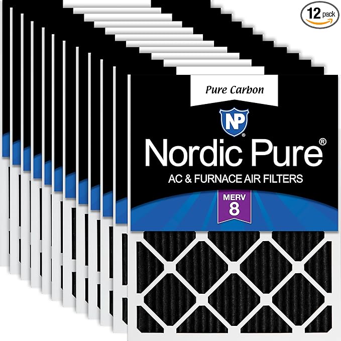 Nordic Pure 18x18x1 Pure Carbon Pleated Odor Reduction Furnace Air Filters 12 by NordicPure