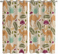 2 Panel Kitchen Cafe Curtains, Desert Camels Sunlight Filtering Nature Air by Hokiten