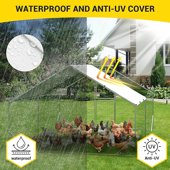 9.8X13.1x6.6FT, Large Walk in Chicken Run Pen Cage, Metal Coop Clearance - Image 3