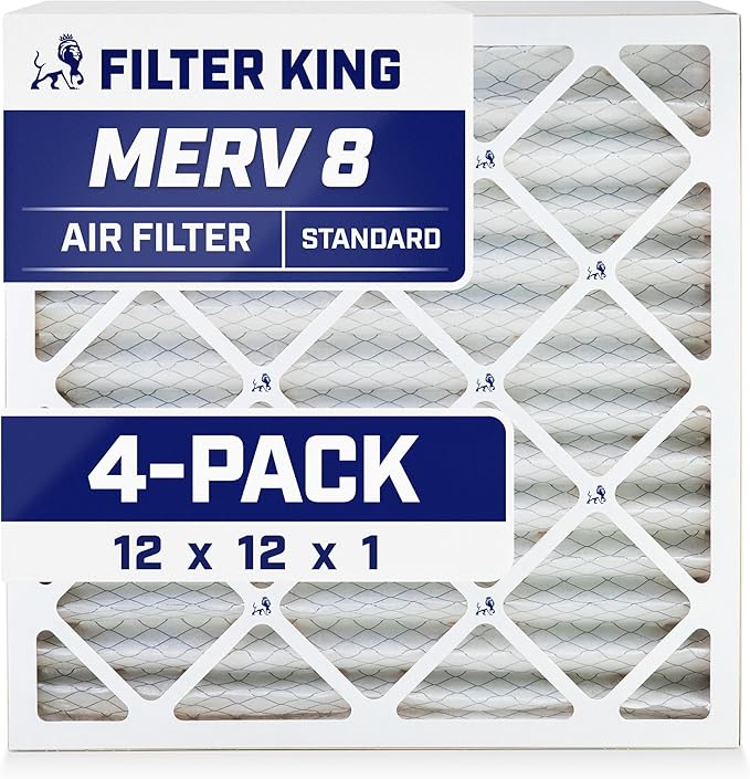 Filter King 12x12x1 Air Filter | 4-PACK | MERV 8 HVAC Pleated A/C Furnace by FilterKing