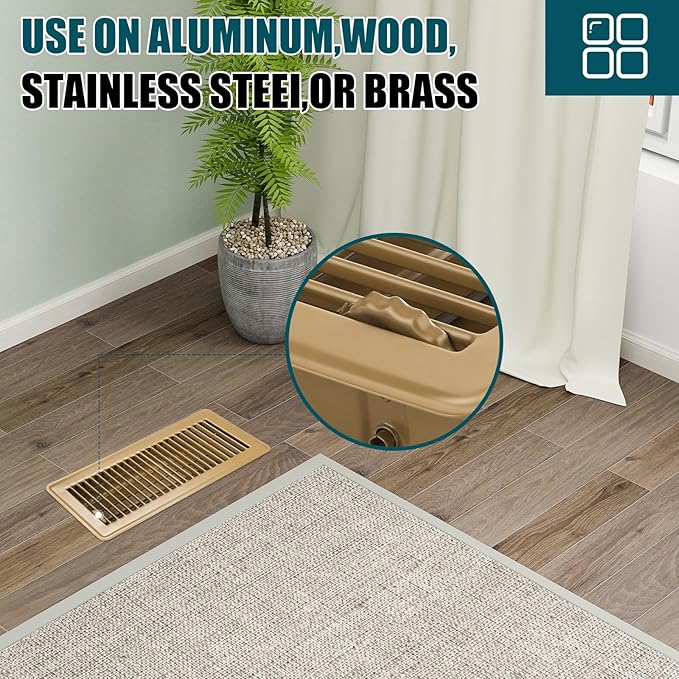 VOISEN Floor Register 4x12, 6 Pack Floor Vent Covers, Steel Adjustable Air - Image 8