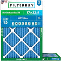 Filterbuy 17x22x1 Air Filter MERV 13 Optimal Smoke & Allergy Defense, by Filterbuy