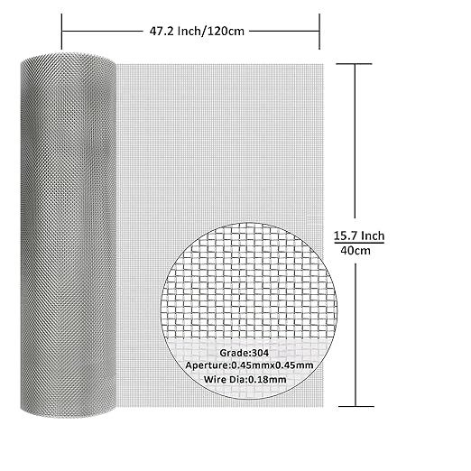 304 Stainless Steel Mesh Screen#40Mesh -Size:15.7"x47.2", - Image 2