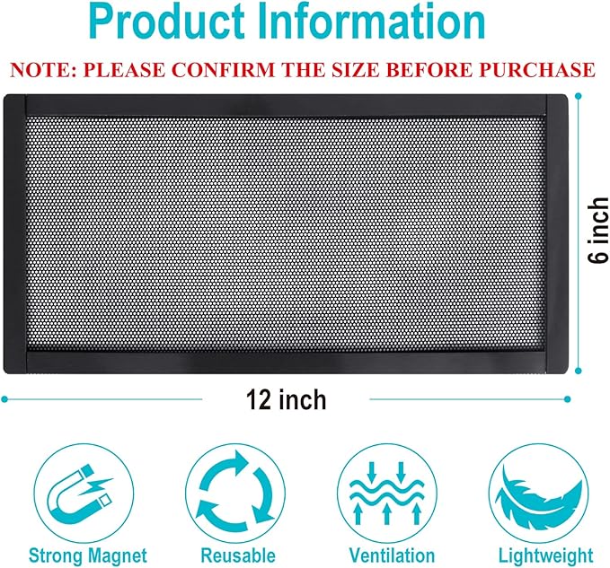 Magnetic Floor Register Vent Covers, 6 x 12 Inch Air Vent Filter Mesh, Sticky - Image 2