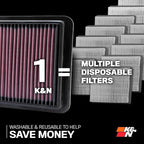 K&N High-Flow Original Lifetime Engine Air Filter: High Performance, - Image 7