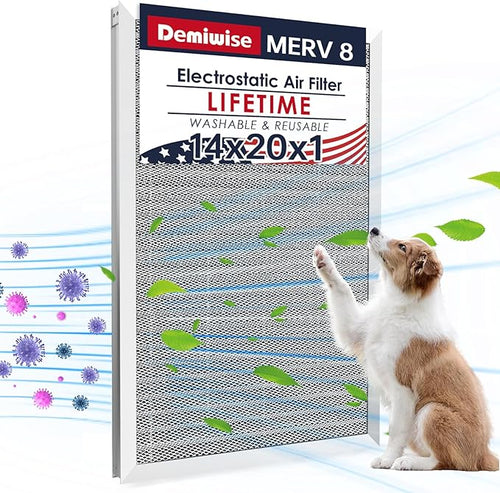 14x20x1 Electrostatic Air Filter, 8 Stage Washable Aluminum AC/HVAC Furnace by Demiwise