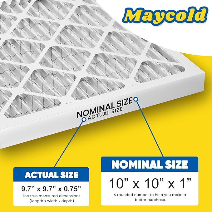 Maycold MERV 8 10x10x1 Furnace Air Filters, Pleated HVAC AC Filters – Actual - Image 3