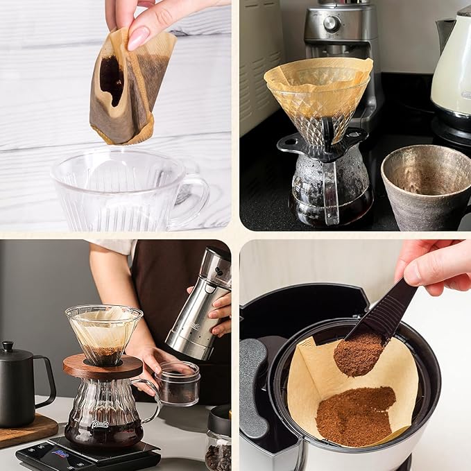 130 Count #4 Cone Coffee Filters 8-12 Cup, Unbleached Natural Paper, Disposable - Image 7