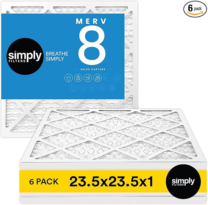 Simply 23.5x23.5x1 Air Filter, Merv 8, 6 Pack, by SimplyFilters