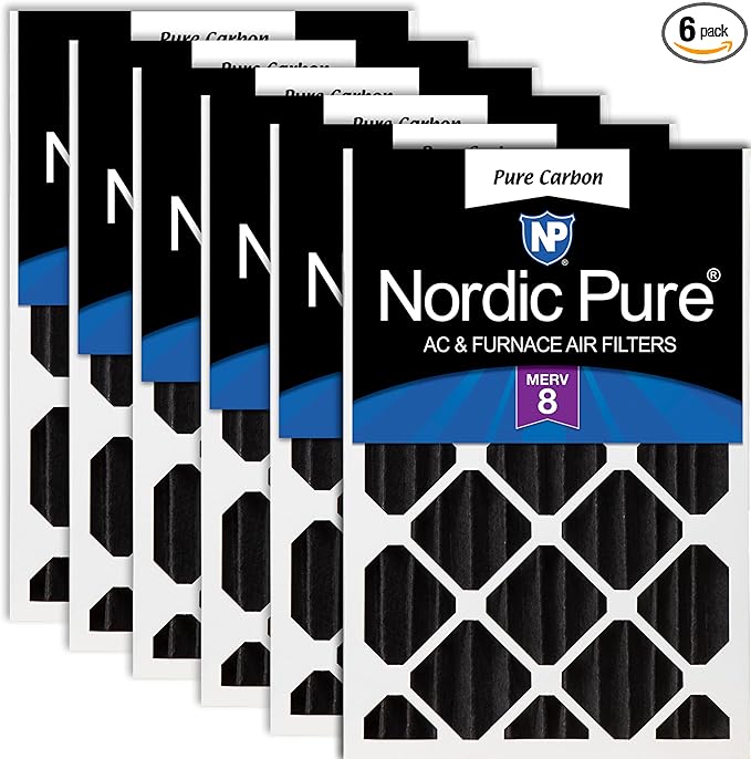 Nordic Pure 16x20x4 Pure Carbon Pleated Odor Reduction Merv 8 Furnace Filters 6 by NordicPure