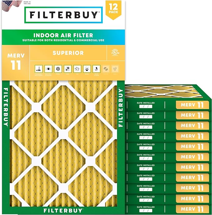 Filterbuy 10x20x1 Air Filter MERV 11 Superior Pet & Allergy Defense, by Filterbuy