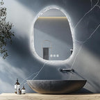 LUVODI Lighted LED Bathroom Mirror: 32”x24”Irregular Stone Pattern Frosted Wall - Image 9