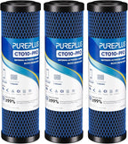 1 Micron 2.5" x 10" Whole House CTO Carbon Water Filter Cartridge Replacement by PUREPLUS