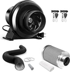 iPower 4 Inch 195 CFM Inline Fan, Air Carbon Filter, 8 Ft Al Foil Ducting by iPower