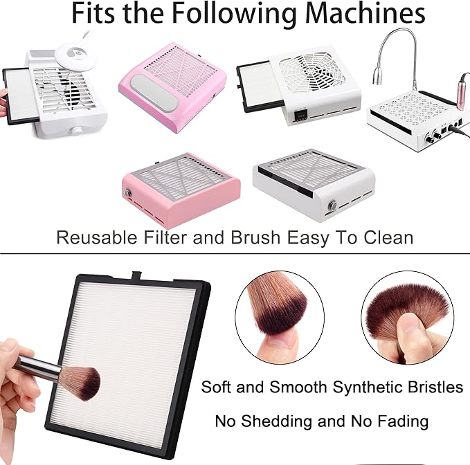 Nail Dust Collector Filters 2 Pack Nail Dust Suction Collector Replacement - Image 4