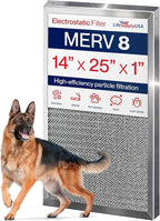 14x25x1 Electrostatic Air Filter, MERV 8, Reusable Furnace AC/HVAC Filter by LifeSupplyUSA