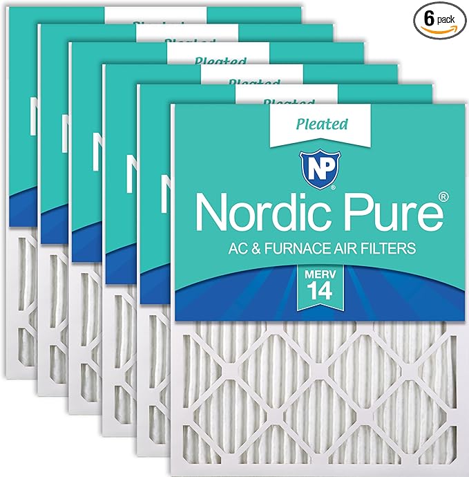Nordic Pure 16x30x1 Pleated MERV 14 Air Filters 6 Pack by NordicPure