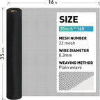 304 Stainless Steel Mesh Window Screen Roll, 35IN x 16FT Black Metal Window - Image 3