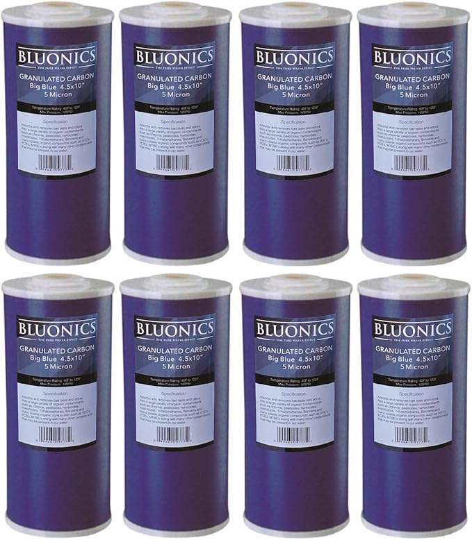 BLUONICS Carbon Replacement Water Filters 8pcs GAC Granulated 4.5" x 10" by BLUONICS