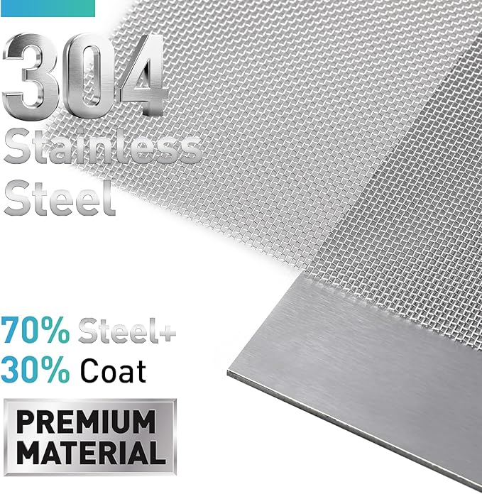 304 Stainless Steel Mesh Window Screen Roll, 47IN x 10FT Silver Metal Window - Image 2