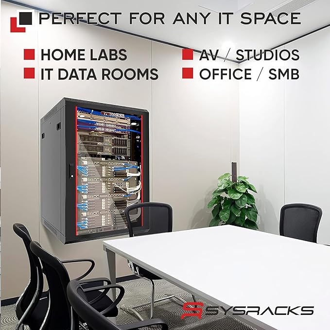 Sysracks 15U Wall Mount Server Rack Cabinet, 19” Locking Network Rack, 24” Deep - Image 8