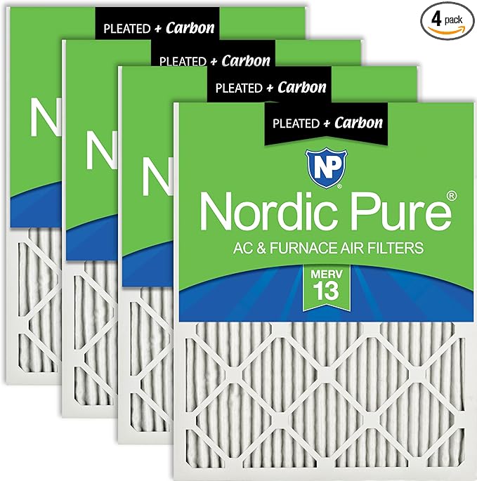 Nordic Pure 24x30x1 Pleated Air Filters MERV 13 Plus Carbon 4 Pack by NordicPure