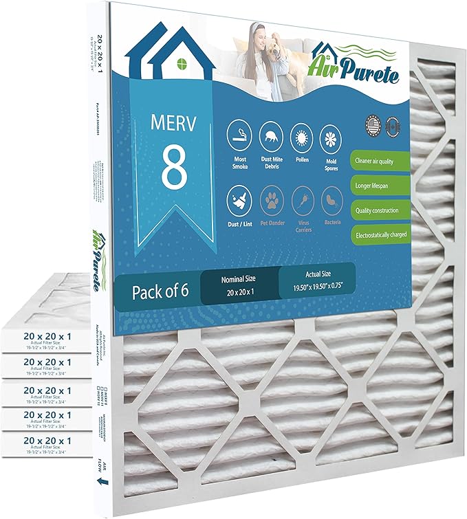 20x20x1 Air Filters | AirPurete AP-3M20201 HVAC AC Furnace Air Filters | Actual by AirPurete