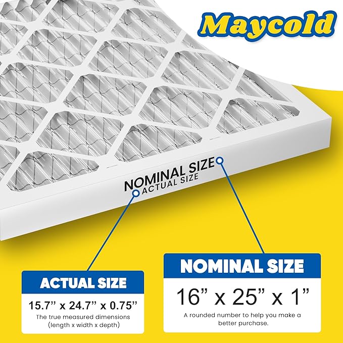Maycold MERV 8 16x25x1 Furnace Air Filters, Pleated HVAC AC Filters, - Image 3
