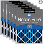 Nordic Pure 16x24x4 Pleated Air Filters MERV 7 Plus Carbon 6 Pack by NordicPure