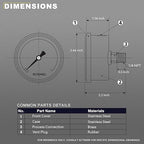 2-1/2" Dial Size, 0-100 Psi Pressure Gauge, Glycerin Liquid Filled, 1/4" NPT - Image 5