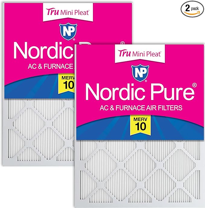 Nordic Pure 25x25x1 Tru Mini Pleat MERV 10 AC Furnace Air Filters – 2.5X More by NordicPure