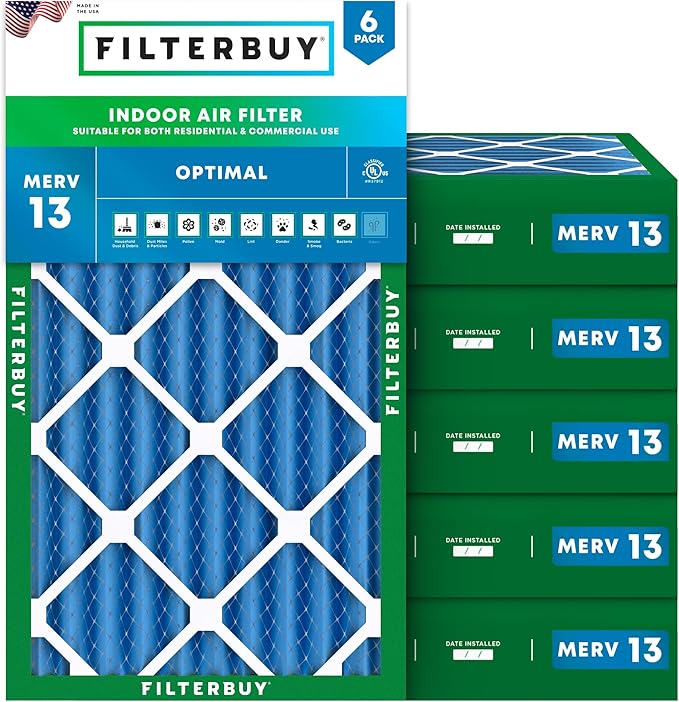 Filterbuy 12x24x4 Air Filter MERV 13 Optimal Smoke & Allergy Defense, by Filterbuy