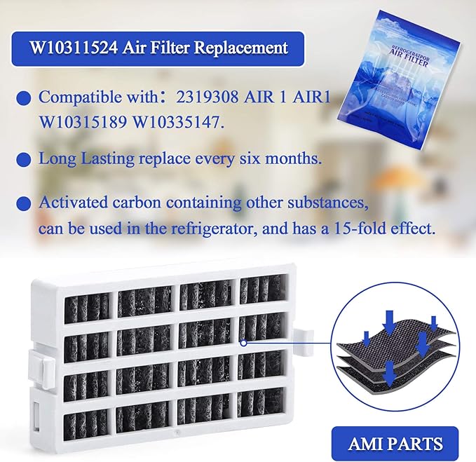 AMI PARTS W10311524 Air Filter &W10346771A Produce Preserver Replacement - Image 3
