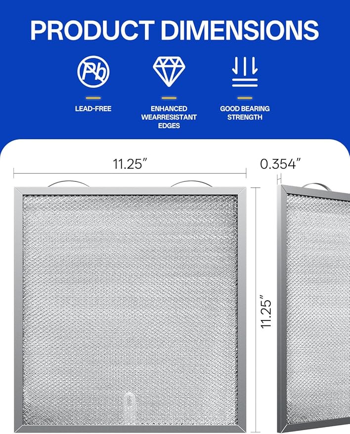 WA6500 QT20000 BPQTF B-roan Stove Hood Vent Filter 11.25"x11.25"x0.38" Aluminum - Image 2