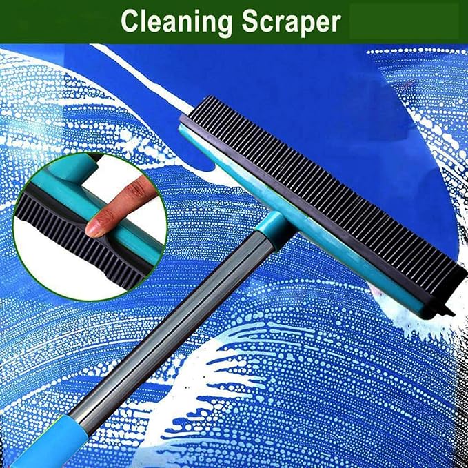 Multifunctional Broom, Telescopic Carpet Rake Rubber Pp 12.6in Brush Easy Wash - Image 2