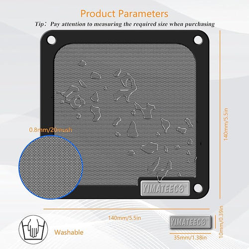 140mm PC Dust Filter for Computer Cooler Fan/PSU/Routers PVC 50 Mesh, Magnetic - Image 2