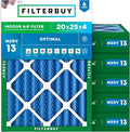 Filterbuy 20x25x4 Air Filter MERV 13 Optimal Smoke & Allergy Defense, by Filterbuy