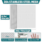 30 Mesh 304 Stainless Steel Mesh Screen, 15.7'' x 295'' Wire Screen Mesh - Image 2