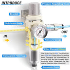 TAILONZ PNEUMATIC 1/4 Inch NPT Automatic Drain Air Filter Pressure Regulator - Image 3