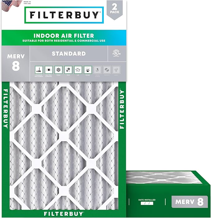 Filterbuy 12x20x4 Air Filter MERV 8 Essential Dust & Allergy Defense, by Filterbuy