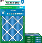 Filterbuy 12x24x1 Air Filter MERV 13 Optimal Smoke & Allergy Defense, by Filterbuy