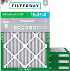 Filterbuy 18x24x2 Air Filter MERV 8 Essential Dust & Allergy Defense, by Filterbuy